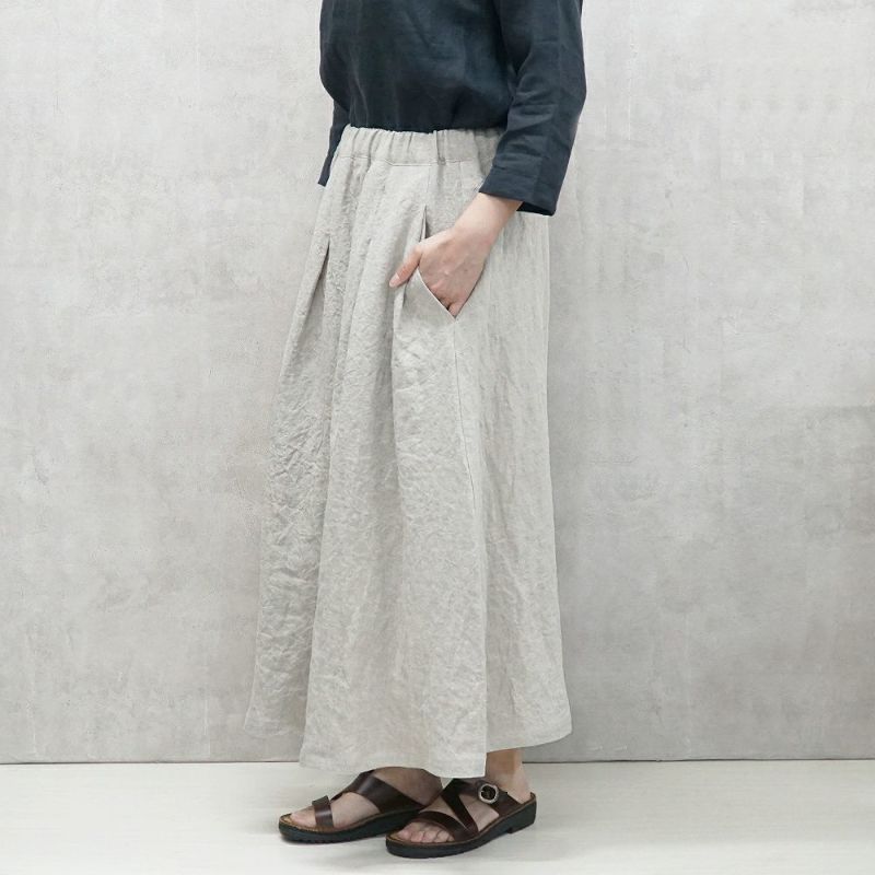 Branch m‘.,ブランチエム,ナチュラル,30代,40代,50代,60代,リネン,ゆったり,skirt,スカート,リネンスカート,タックスカート