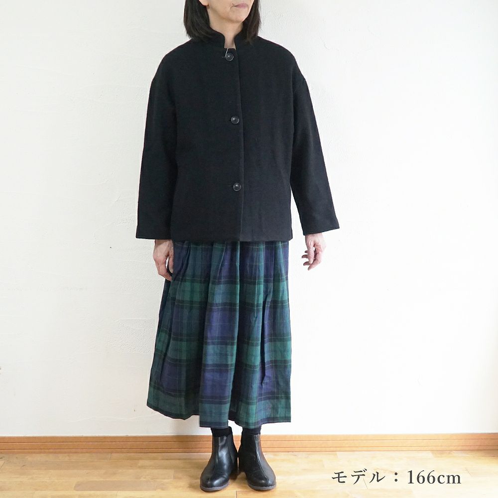 Branch m‘.,ブランチエム,ナチュラル,30代,40代,50代,60代,コットン,ゆったり,リネン,コットンリネン,スカート,タックスカート,ブラックウォッチ,ブラックウォッチスカート,チェックスカート,チェック柄,チェック