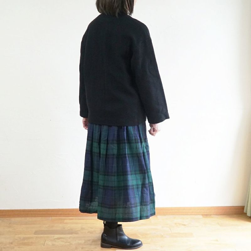 Branch m‘.,ブランチエム,ナチュラル,30代,40代,50代,60代,コットン,ゆったり,リネン,コットンリネン,スカート,タックスカート,ブラックウォッチ,ブラックウォッチスカート,チェックスカート,チェック柄,チェック