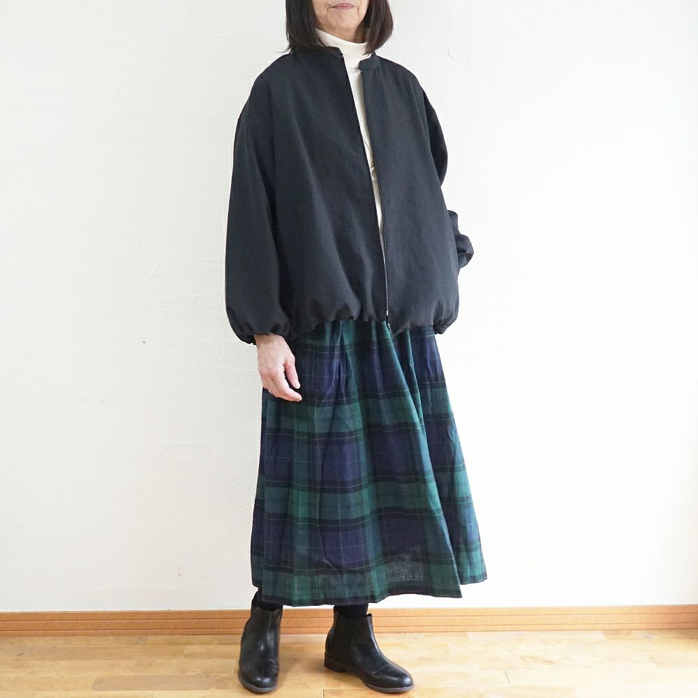 Branch m‘.,ブランチエム,ナチュラル,30代,40代,50代,60代,コットン,ゆったり,リネン,コットンリネン,スカート,タックスカート,ブラックウォッチ,ブラックウォッチスカート,チェックスカート,チェック柄,チェック
