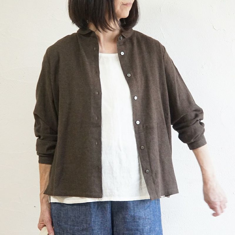 Branch m‘.,ブランチエム,ナチュラル,30代,40代,50代,60代,コットン,ゆったり,blouse,ブラウス,綿ブラウス,起毛ブラウス,羽織,羽織ブラウス,丸襟,丸襟ブラウス,シャツ,丸襟シャツ