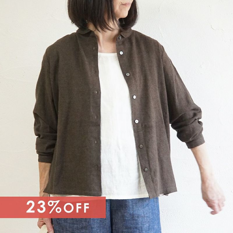 Branch m‘.,ブランチエム,ナチュラル,30代,40代,50代,60代,コットン,ゆったり,blouse,ブラウス,綿ブラウス,起毛ブラウス,羽織,羽織ブラウス,丸襟,丸襟ブラウス,シャツ,丸襟シャツ