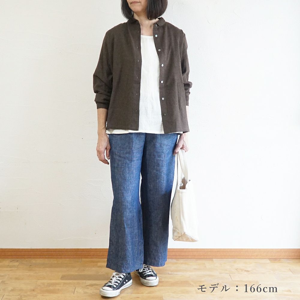 Branch m‘.,ブランチエム,ナチュラル,30代,40代,50代,60代,コットン,ゆったり,blouse,ブラウス,綿ブラウス,起毛ブラウス,羽織,羽織ブラウス,丸襟,丸襟ブラウス,シャツ,丸襟シャツ