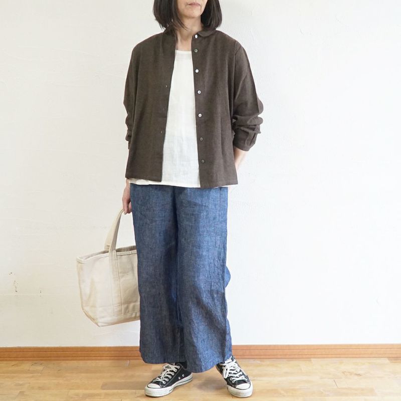 Branch m‘.,ブランチエム,ナチュラル,30代,40代,50代,60代,コットン,ゆったり,blouse,ブラウス,綿ブラウス,起毛ブラウス,羽織,羽織ブラウス,丸襟,丸襟ブラウス,シャツ,丸襟シャツ