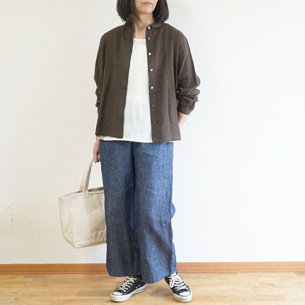 Branch m‘.,ブランチエム,ナチュラル,30代,40代,50代,60代,コットン,ゆったり,blouse,ブラウス,綿ブラウス,起毛ブラウス,羽織,羽織ブラウス,丸襟,丸襟ブラウス,シャツ,丸襟シャツ