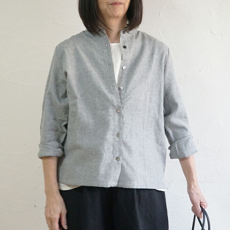 Branch m‘.,ブランチエム,ナチュラル,30代,40代,50代,60代,コットン,ゆったり,blouse,ブラウス,綿ブラウス,起毛ブラウス,羽織,羽織ブラウス,丸襟,丸襟ブラウス,シャツ,丸襟シャツ