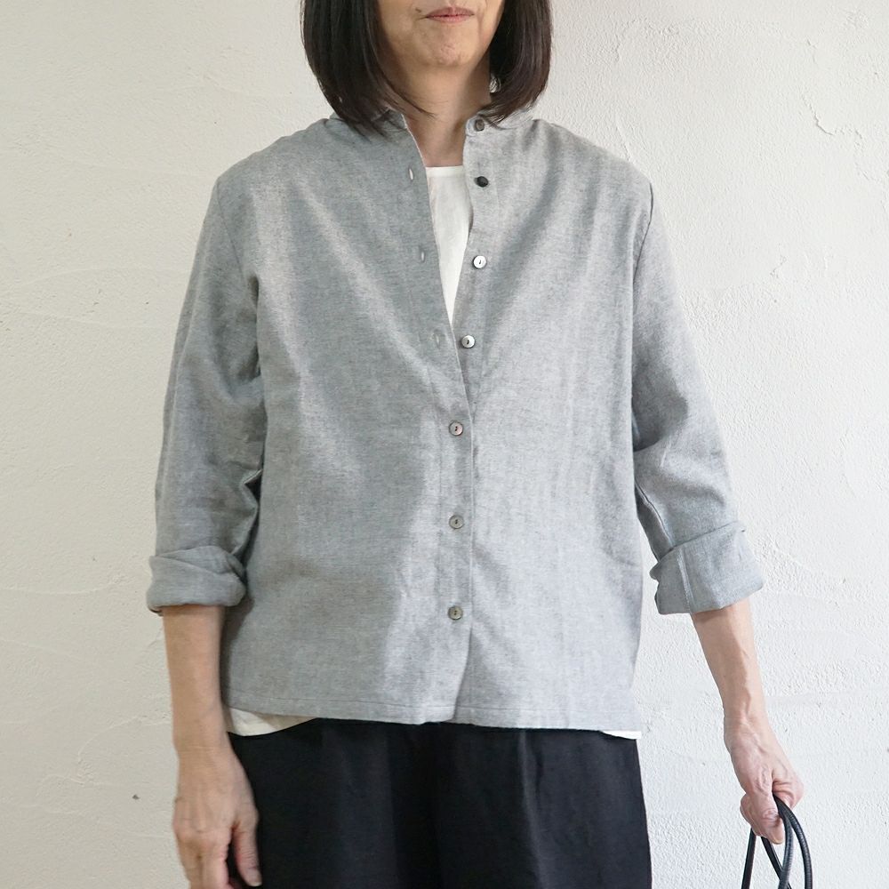 Branch m‘.,ブランチエム,ナチュラル,30代,40代,50代,60代,コットン,ゆったり,blouse,ブラウス,綿ブラウス,起毛ブラウス,羽織,羽織ブラウス,丸襟,丸襟ブラウス,シャツ,丸襟シャツ