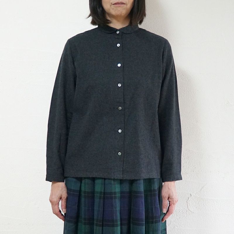 Branch m‘.,ブランチエム,ナチュラル,30代,40代,50代,60代,コットン,ゆったり,blouse,ブラウス,綿ブラウス,起毛ブラウス,羽織,羽織ブラウス,丸襟,丸襟ブラウス,シャツ,丸襟シャツ