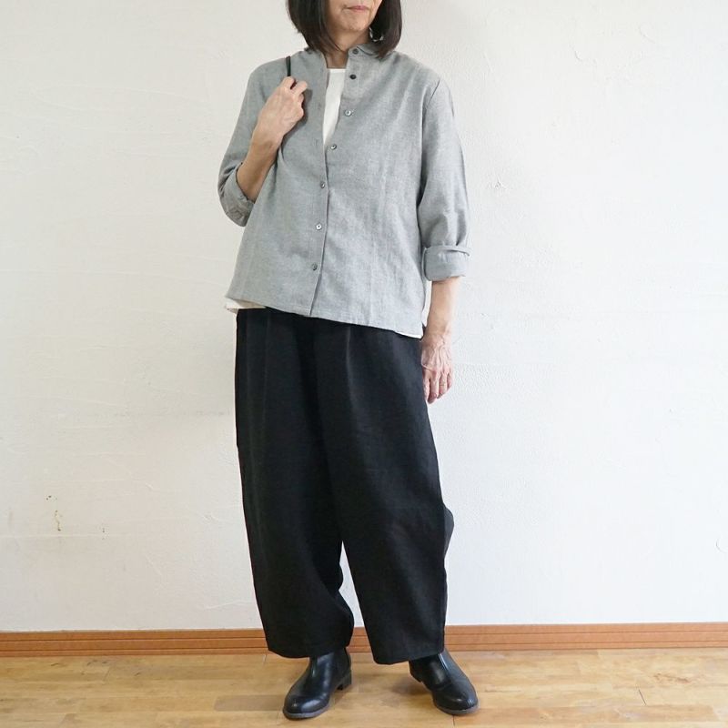 Branch m‘.,ブランチエム,ナチュラル,30代,40代,50代,60代,コットン,ゆったり,blouse,ブラウス,綿ブラウス,起毛ブラウス,羽織,羽織ブラウス,丸襟,丸襟ブラウス,シャツ,丸襟シャツ