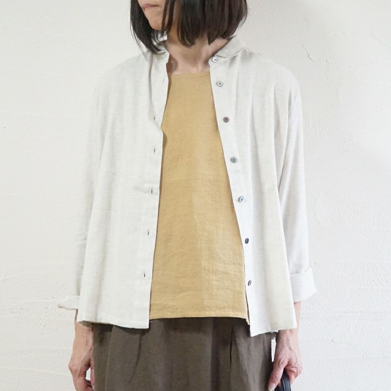 Branch m‘.,ブランチエム,ナチュラル,30代,40代,50代,60代,コットン,ゆったり,blouse,ブラウス,綿ブラウス,起毛ブラウス,羽織,羽織ブラウス,丸襟,丸襟ブラウス,シャツ,丸襟シャツ