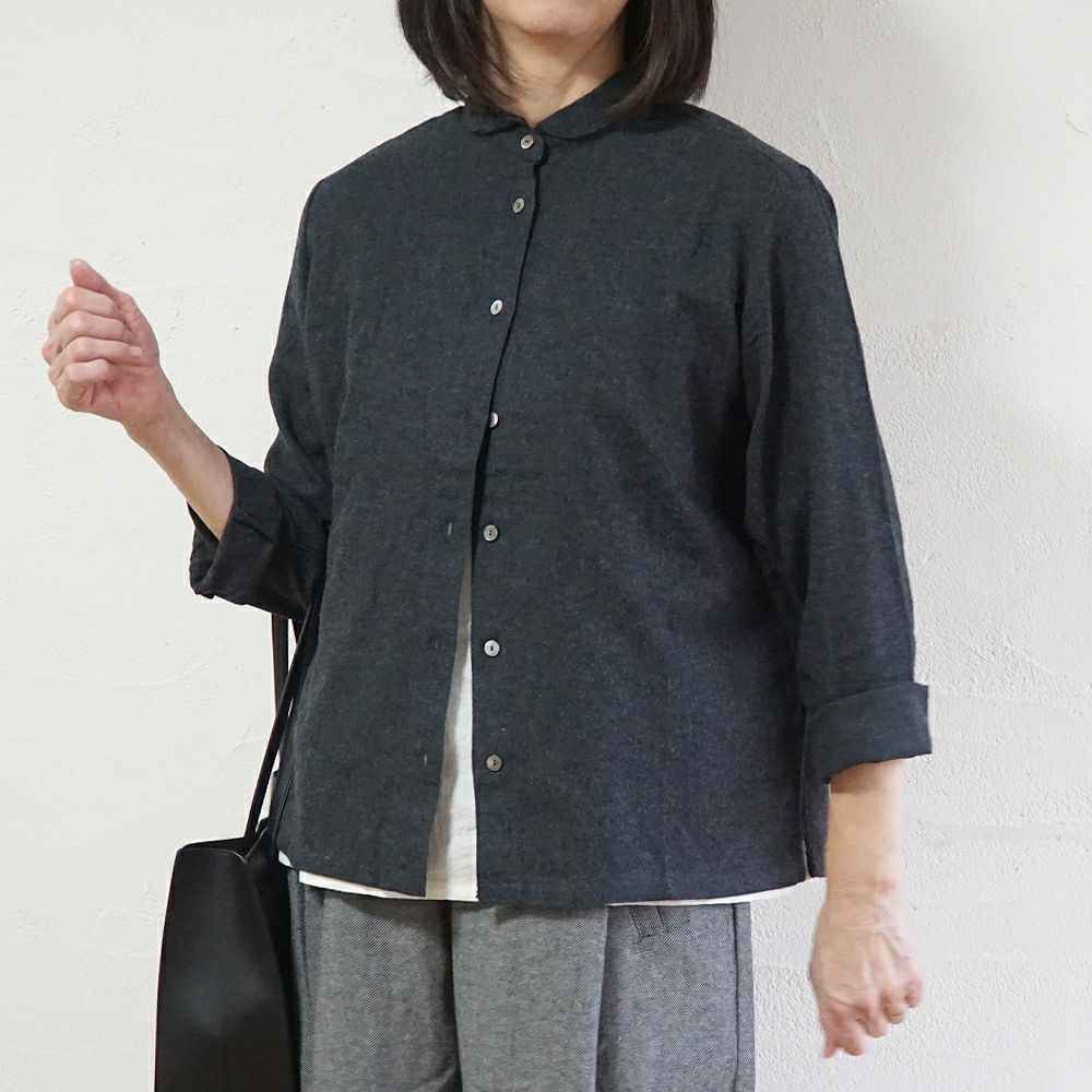 Branch m‘.,ブランチエム,ナチュラル,30代,40代,50代,60代,コットン,ゆったり,blouse,ブラウス,綿ブラウス,起毛ブラウス,羽織,羽織ブラウス,丸襟,丸襟ブラウス,シャツ,丸襟シャツ