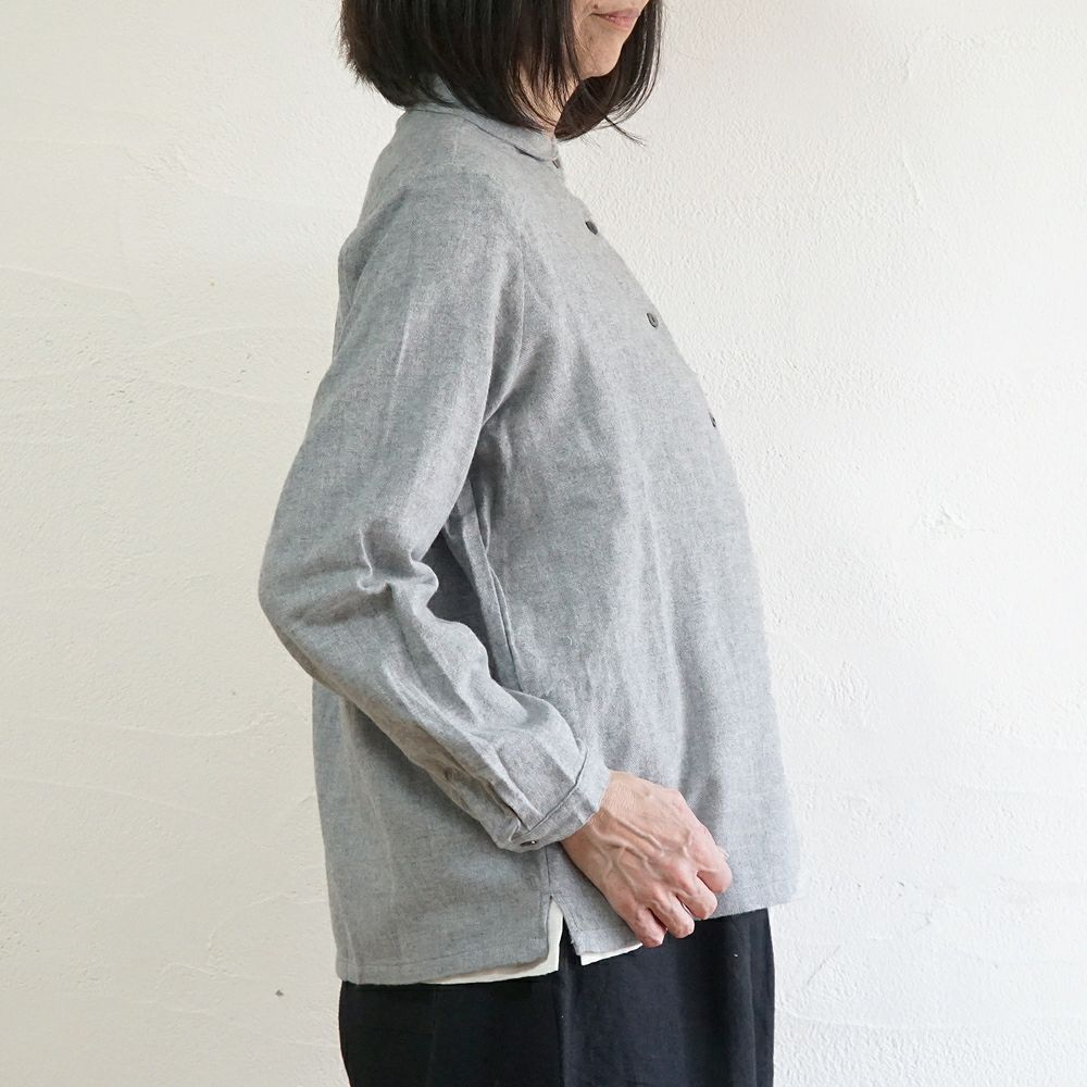 Branch m‘.,ブランチエム,ナチュラル,30代,40代,50代,60代,コットン,ゆったり,blouse,ブラウス,綿ブラウス,起毛ブラウス,羽織,羽織ブラウス,丸襟,丸襟ブラウス,シャツ,丸襟シャツ