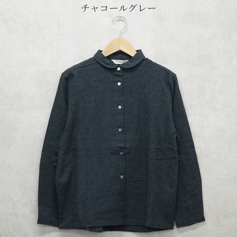 Branch m‘.,ブランチエム,ナチュラル,30代,40代,50代,60代,コットン,ゆったり,blouse,ブラウス,綿ブラウス,起毛ブラウス,羽織,羽織ブラウス,丸襟,丸襟ブラウス,シャツ,丸襟シャツ