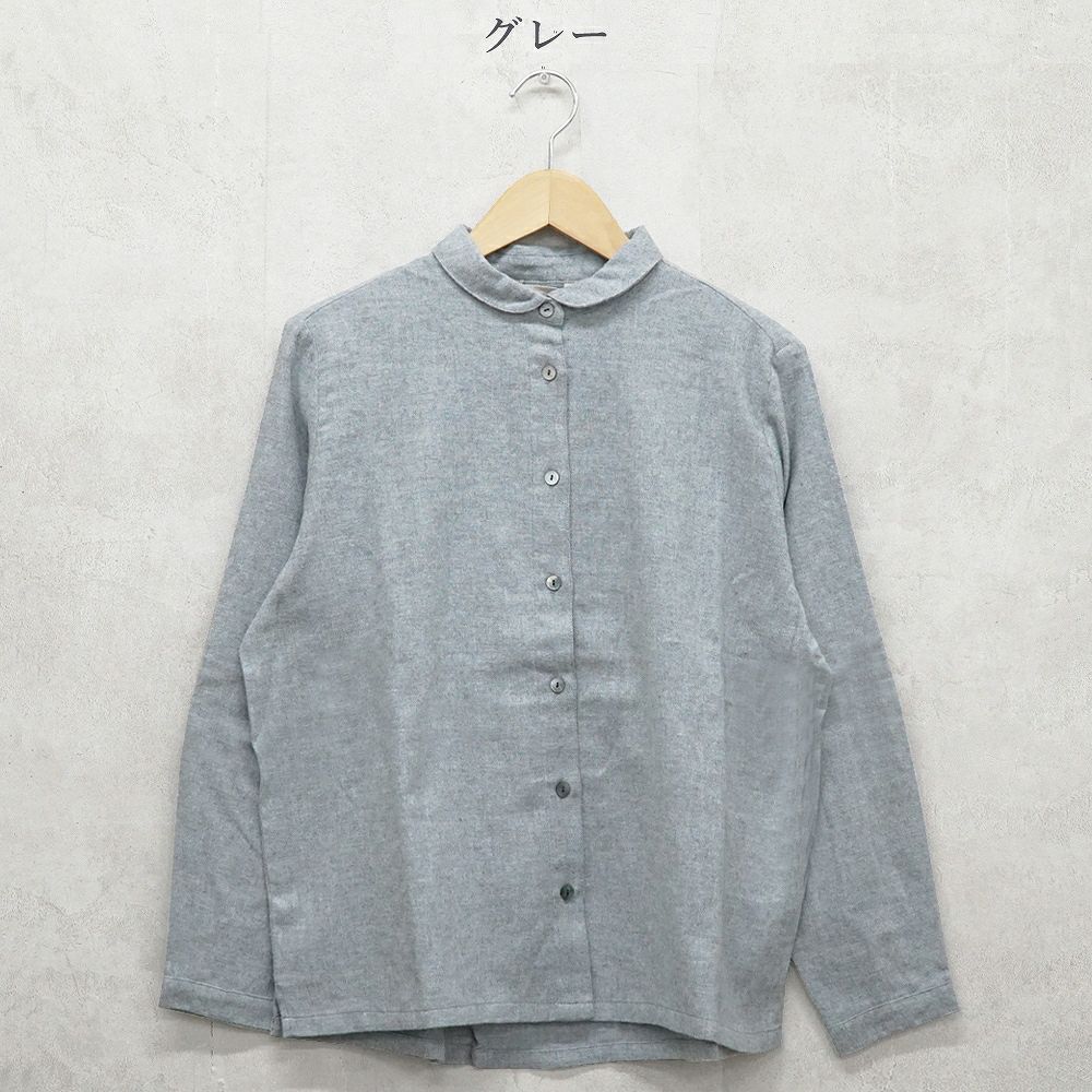 Branch m‘.,ブランチエム,ナチュラル,30代,40代,50代,60代,コットン,ゆったり,blouse,ブラウス,綿ブラウス,起毛ブラウス,羽織,羽織ブラウス,丸襟,丸襟ブラウス,シャツ,丸襟シャツ