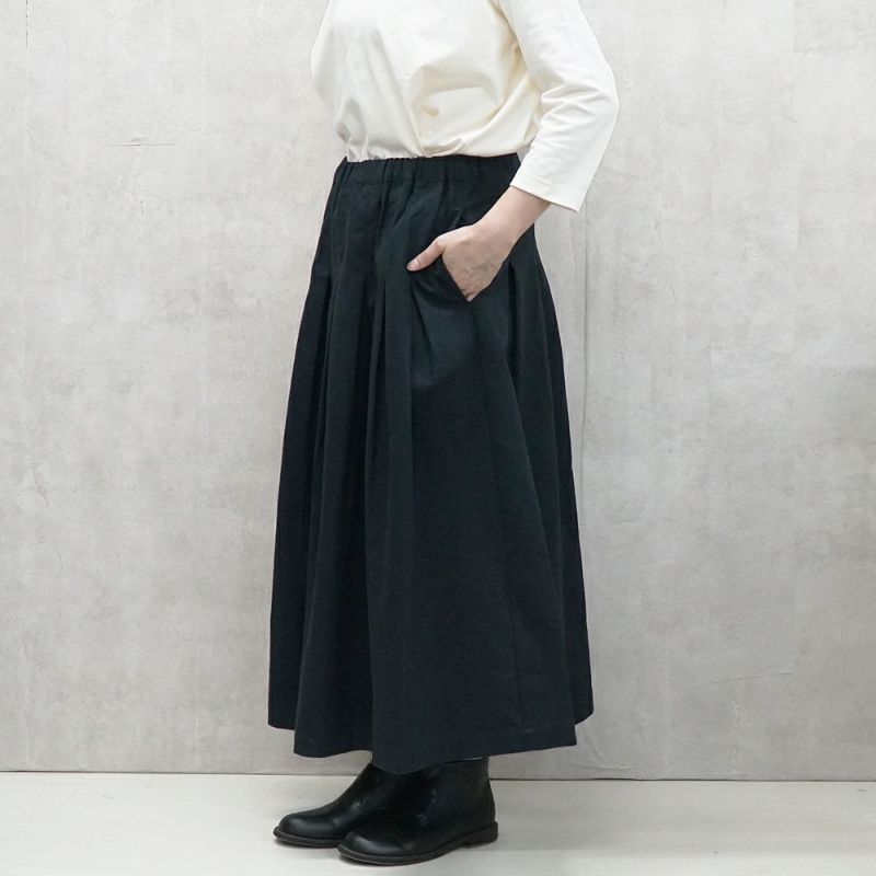 Branch m‘.,ブランチエム,ナチュラル,30代,40代,50代,60代,コットン,ゆったり,綿,skirt,スカート,タックスカート,タックフレアスカート,綿スカート,フレアスカート