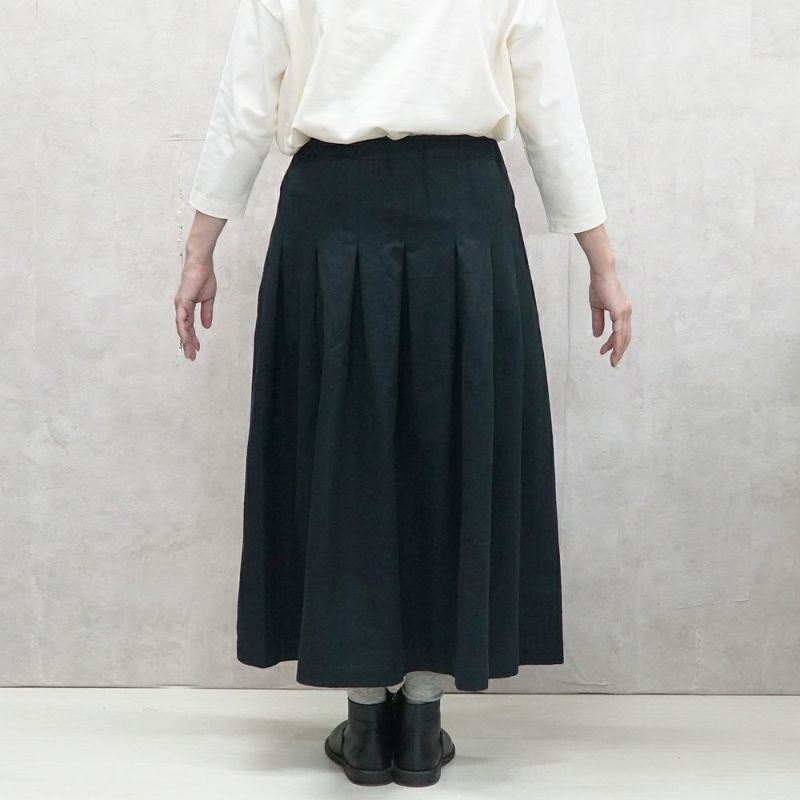 Branch m‘.,ブランチエム,ナチュラル,30代,40代,50代,60代,コットン,ゆったり,綿,skirt,スカート,タックスカート,タックフレアスカート,綿スカート,フレアスカート