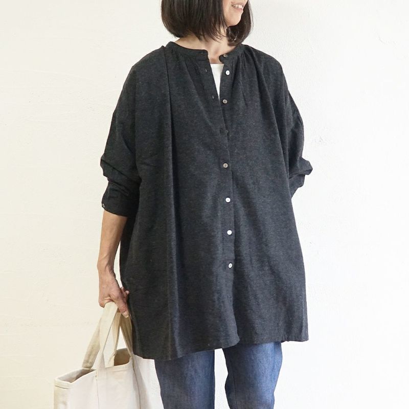 Branch m‘.,ブランチエム,ナチュラル,30代,40代,50代,60代,コットン,ゆったり,blouse,ブラウス,綿ブラウス,綿ウール,コットンウール,チュニック,ギャザーチュニック,羽織チュニック,ライトアウター,カーディガン,チュニックブラウス 