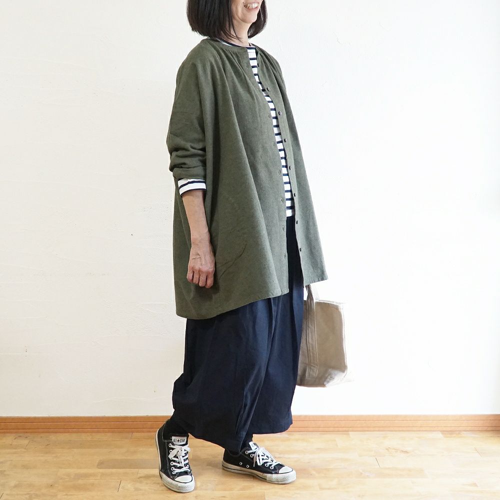 Branch m‘.,ブランチエム,ナチュラル,30代,40代,50代,60代,コットン,ゆったり,blouse,ブラウス,綿ブラウス,綿ウール,コットンウール,チュニック,ギャザーチュニック,羽織チュニック,ライトアウター,カーディガン,チュニックブラウス 