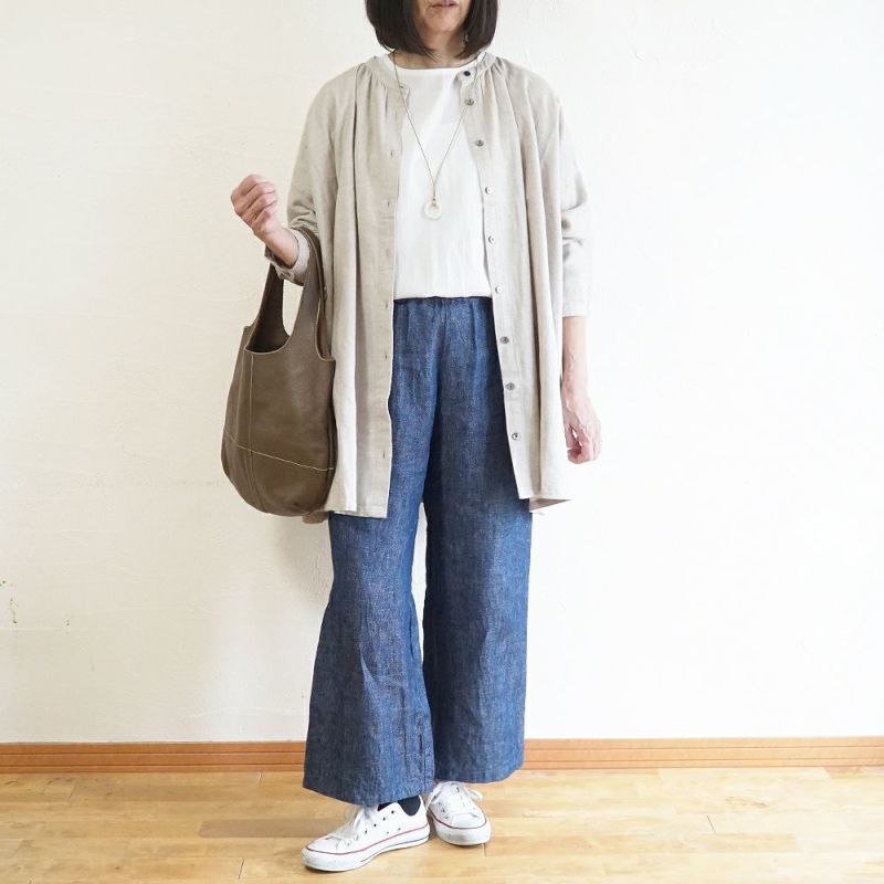 Branch m‘.,ブランチエム,ナチュラル,30代,40代,50代,60代,コットン,ゆったり,blouse,ブラウス,綿ブラウス,綿ウール,コットンウール,チュニック,ギャザーチュニック,羽織チュニック,ライトアウター,カーディガン,チュニックブラウス 