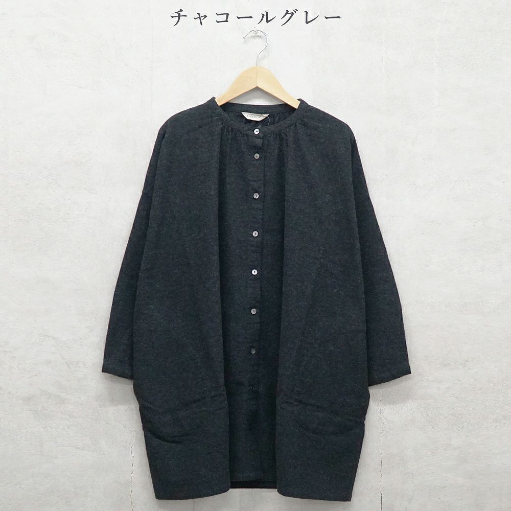 Branch m‘.,ブランチエム,ナチュラル,30代,40代,50代,60代,コットン,ゆったり,blouse,ブラウス,綿ブラウス,綿ウール,コットンウール,チュニック,ギャザーチュニック,羽織チュニック,ライトアウター,カーディガン,チュニックブラウス 