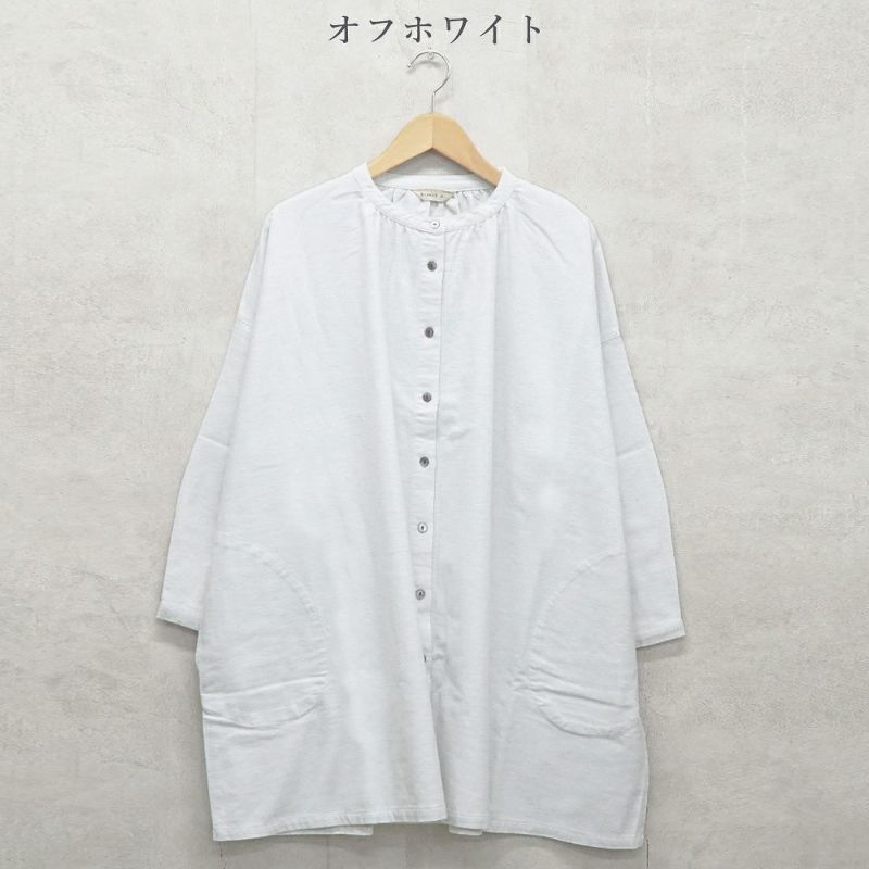 Branch m‘.,ブランチエム,ナチュラル,30代,40代,50代,60代,コットン,ゆったり,blouse,ブラウス,綿ブラウス,綿ウール,コットンウール,チュニック,ギャザーチュニック,羽織チュニック,ライトアウター,カーディガン,チュニックブラウス 