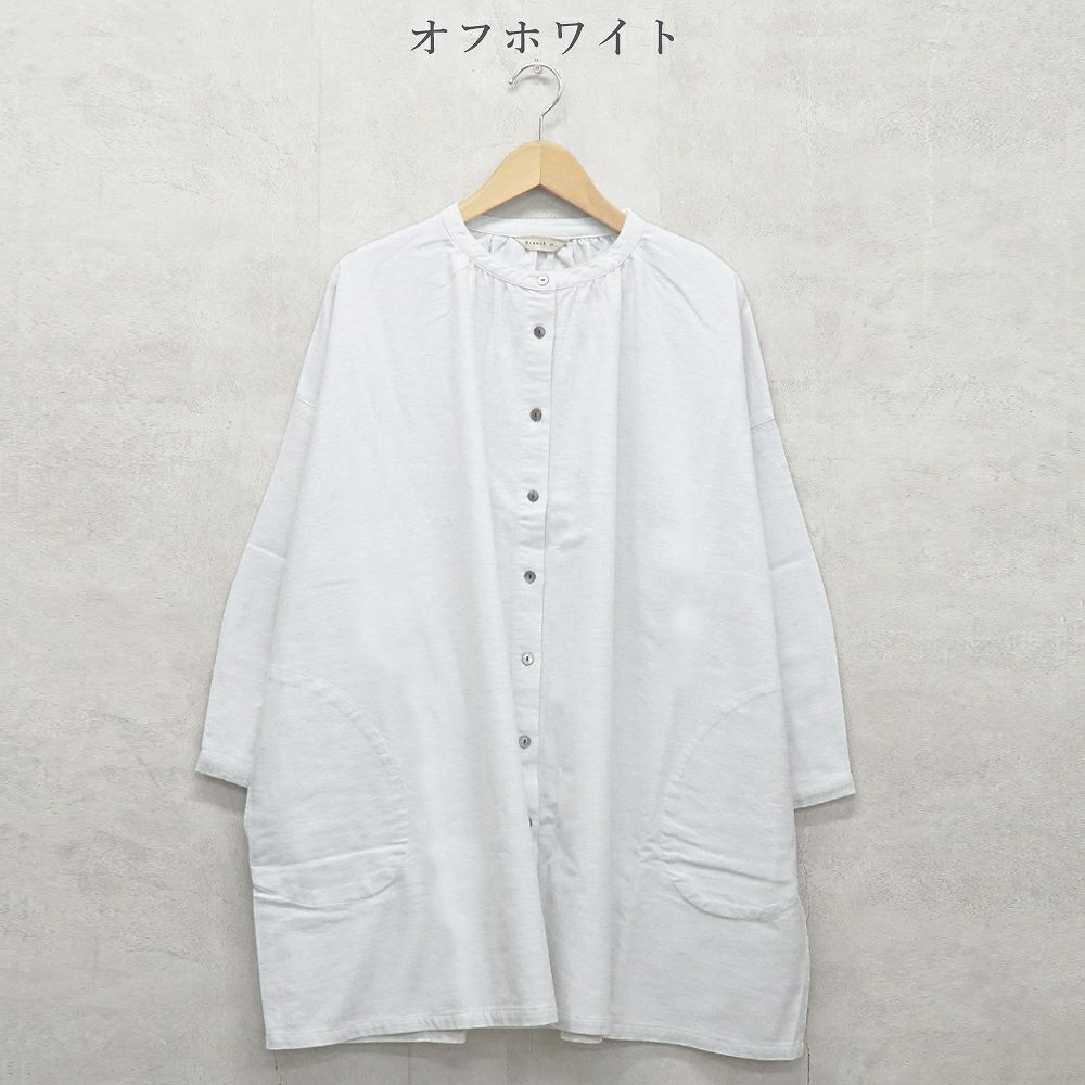 Branch m‘.,ブランチエム,ナチュラル,30代,40代,50代,60代,コットン,ゆったり,blouse,ブラウス,綿ブラウス,綿ウール,コットンウール,チュニック,ギャザーチュニック,羽織チュニック,ライトアウター,カーディガン,チュニックブラウス 
