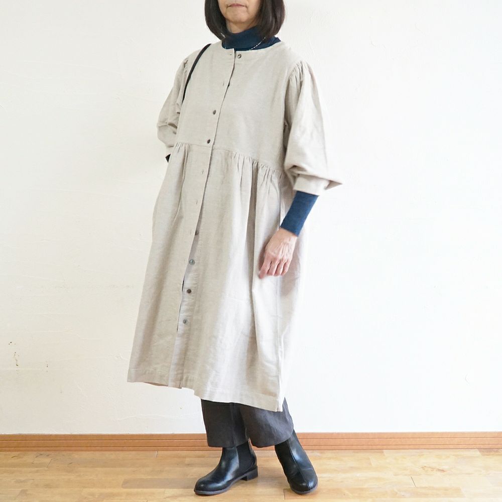 Branch m‘.,ブランチエム,ナチュラル,30代,40代,50代,60代,コットン,ゆったり,blouse,ブラウス,綿ブラウス,綿ウール,コットンウール,ワンピース,ギャザーワンピース,羽織ワンピース,ライトアウター,カーディガン,起毛ワンピース