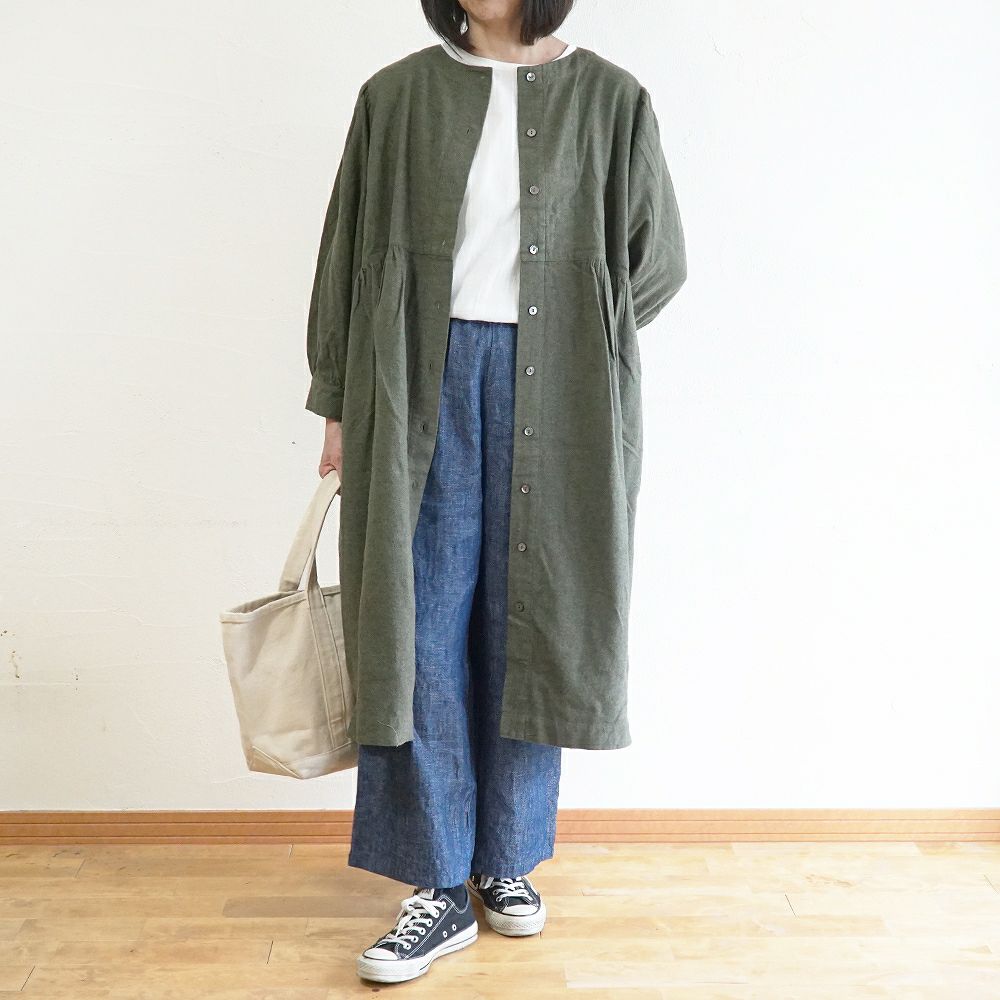 Branch m‘.,ブランチエム,ナチュラル,30代,40代,50代,60代,コットン,ゆったり,blouse,ブラウス,綿ブラウス,綿ウール,コットンウール,ワンピース,ギャザーワンピース,羽織ワンピース,ライトアウター,カーディガン,起毛ワンピース