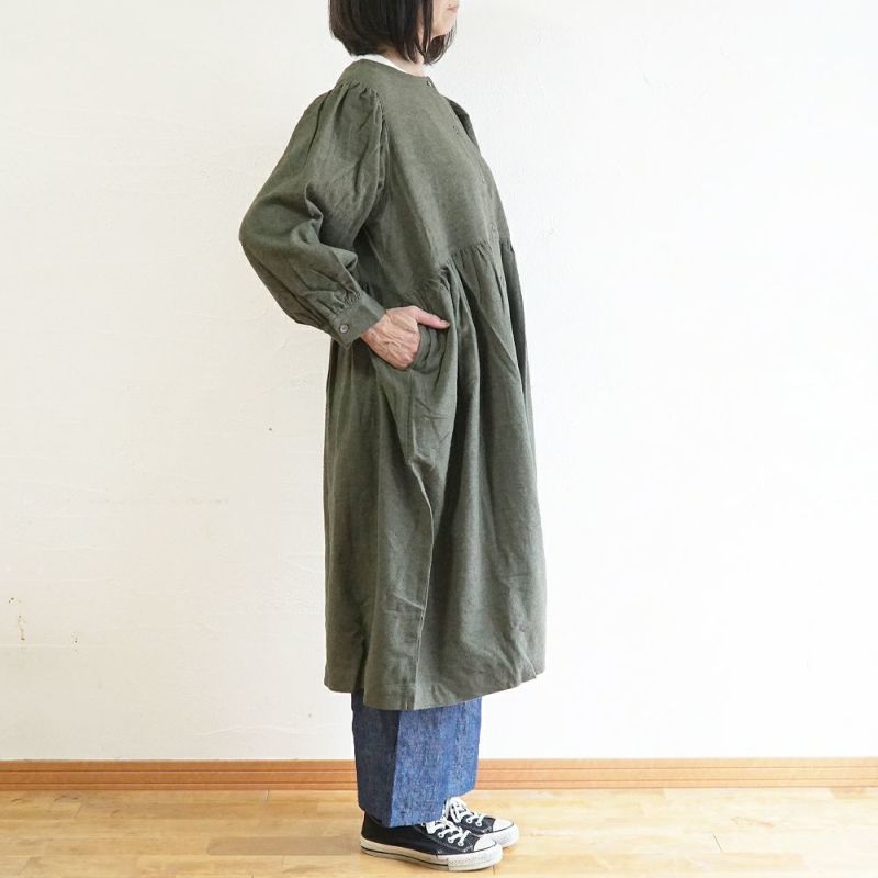 Branch m‘.,ブランチエム,ナチュラル,30代,40代,50代,60代,コットン,ゆったり,blouse,ブラウス,綿ブラウス,綿ウール,コットンウール,ワンピース,ギャザーワンピース,羽織ワンピース,ライトアウター,カーディガン,起毛ワンピース