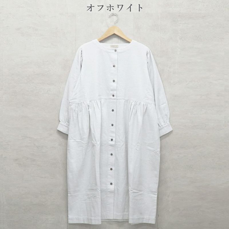 Branch m‘.,ブランチエム,ナチュラル,30代,40代,50代,60代,コットン,ゆったり,blouse,ブラウス,綿ブラウス,綿ウール,コットンウール,ワンピース,ギャザーワンピース,羽織ワンピース,ライトアウター,カーディガン,起毛ワンピース