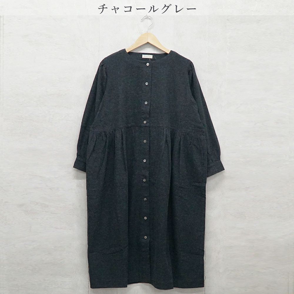 Branch m‘.,ブランチエム,ナチュラル,30代,40代,50代,60代,コットン,ゆったり,blouse,ブラウス,綿ブラウス,綿ウール,コットンウール,ワンピース,ギャザーワンピース,羽織ワンピース,ライトアウター,カーディガン,起毛ワンピース