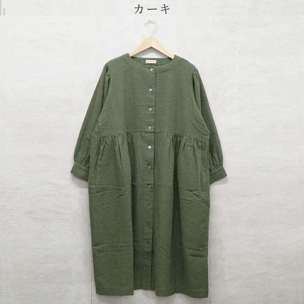 Branch m‘.,ブランチエム,ナチュラル,30代,40代,50代,60代,コットン,ゆったり,blouse,ブラウス,綿ブラウス,綿ウール,コットンウール,ワンピース,ギャザーワンピース,羽織ワンピース,ライトアウター,カーディガン,起毛ワンピース