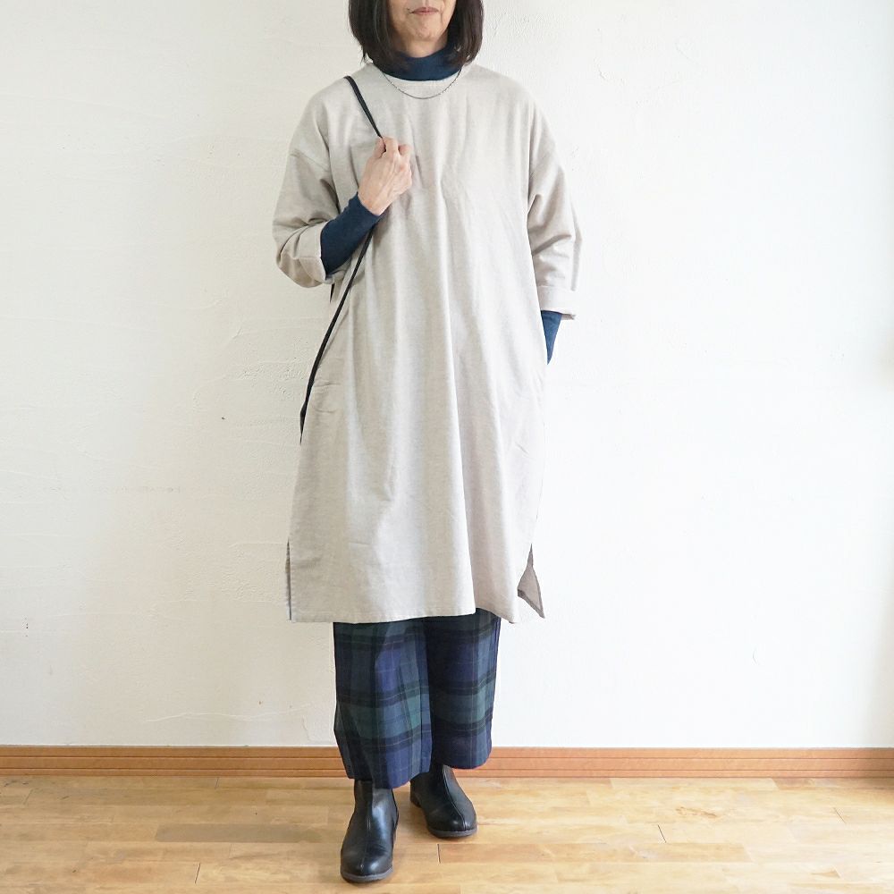 Branch m‘.,ブランチエム,ナチュラル,30代,40代,50代,60代,コットン,ゆったり,ワンピース ,綿,綿ウール,コットンウール,ワンピース,起毛ワンピース,チュニックワンピース