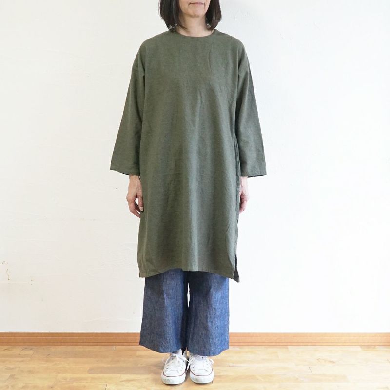 Branch m‘.,ブランチエム,ナチュラル,30代,40代,50代,60代,コットン,ゆったり,ワンピース ,綿,綿ウール,コットンウール,ワンピース,起毛ワンピース,チュニックワンピース