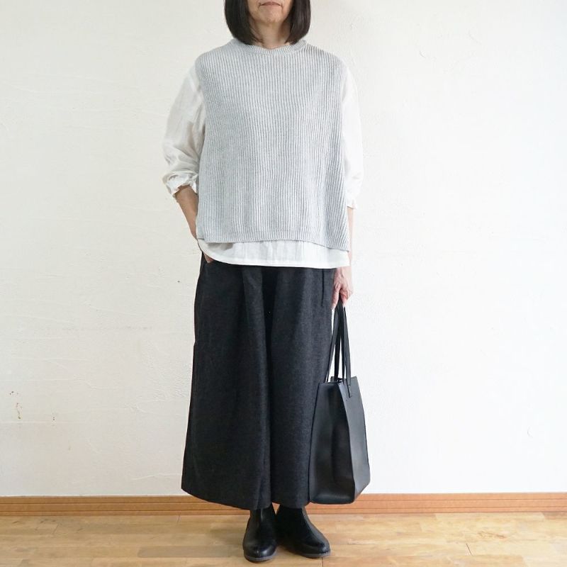 Branch m‘.,ブランチエム,ナチュラル,30代,40代,50代,60代,コットン,ゆったり,綿,綿ウール,コットンウール, pants,パンツ,ワイドパンツ,ギャザーパンツ,