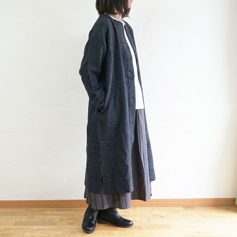 Branch m‘.,ブランチエム,ナチュラル,30代,40代,50代,60代,ゆったり,ウール,カーディガン,ウールカーディガン,羽織,コート,ノーカラーコート,クルーネックコート,ノーカラー,クルーネック,ワンピース,羽織ワンピース