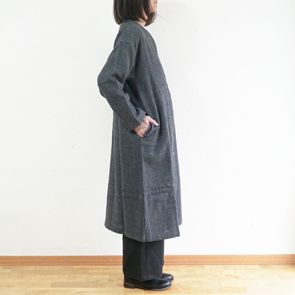 Branch m‘.,ブランチエム,ナチュラル,30代,40代,50代,60代,ゆったり,ウール,カーディガン,ウールカーディガン,羽織,コート,ノーカラーコート,クルーネックコート,ノーカラー,クルーネック,ワンピース,羽織ワンピース