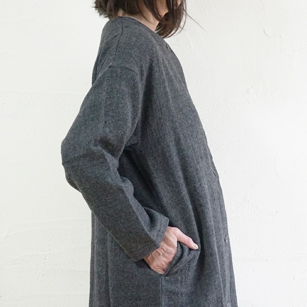 Branch m‘.,ブランチエム,ナチュラル,30代,40代,50代,60代,ゆったり,ウール,カーディガン,ウールカーディガン,羽織,コート,ノーカラーコート,クルーネックコート,ノーカラー,クルーネック,ワンピース,羽織ワンピース