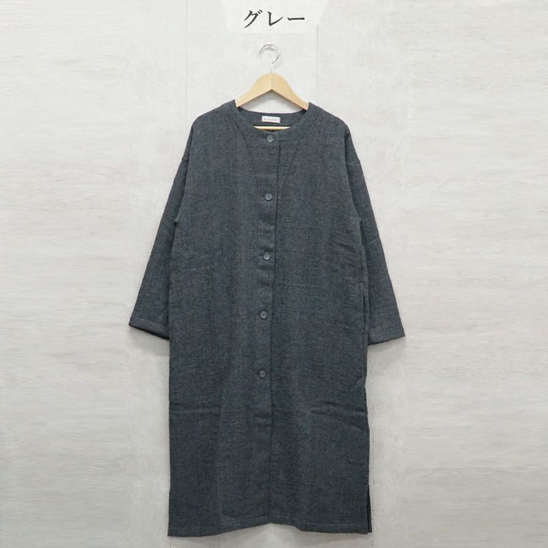 Branch m‘.,ブランチエム,ナチュラル,30代,40代,50代,60代,ゆったり,ウール,カーディガン,ウールカーディガン,羽織,コート,ノーカラーコート,クルーネックコート,ノーカラー,クルーネック,ワンピース,羽織ワンピース