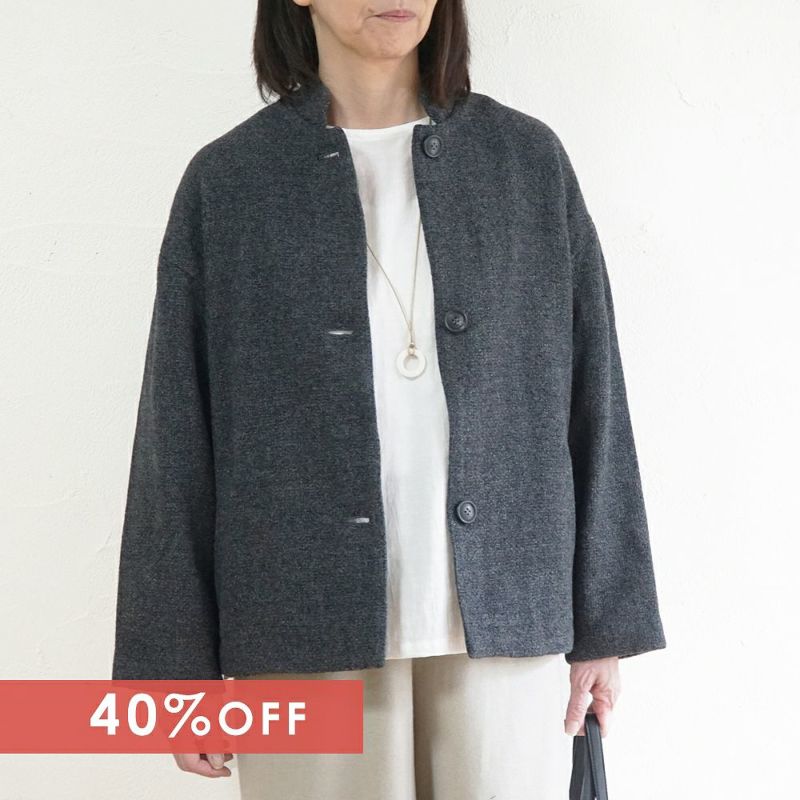 Branch m‘.,ブランチエム,ナチュラル,30代,40代,50代,60代,ウール,ゆったり,コート,ジャケット,スタンドカラー,スタンドカラージャケット,スタンドカラーコート,ウールコート,ショートコート,