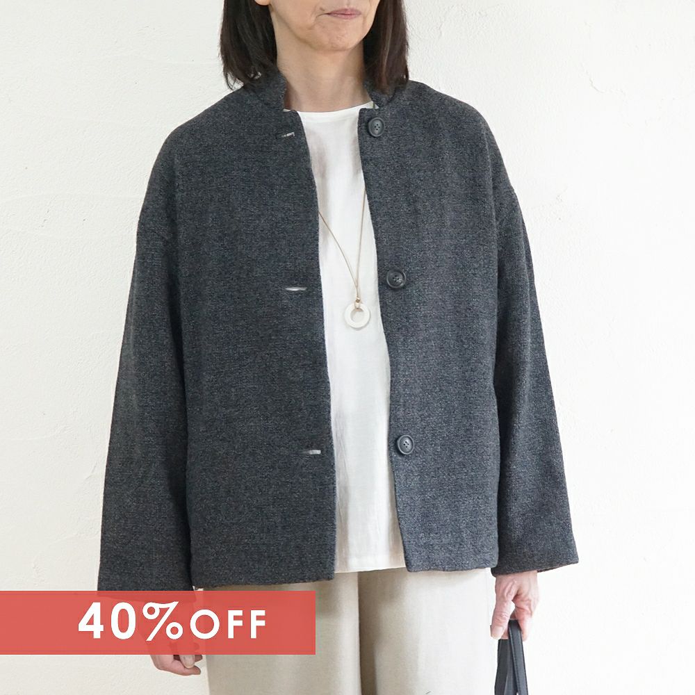 Branch m‘.,ブランチエム,ナチュラル,30代,40代,50代,60代,ウール,ゆったり,コート,ジャケット,スタンドカラー,スタンドカラージャケット,スタンドカラーコート,ウールコート,ショートコート,