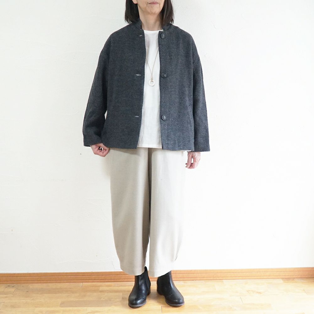 Branch m‘.,ブランチエム,ナチュラル,30代,40代,50代,60代,ウール,ゆったり,コート,ジャケット,スタンドカラー,スタンドカラージャケット,スタンドカラーコート,ウールコート,ショートコート,