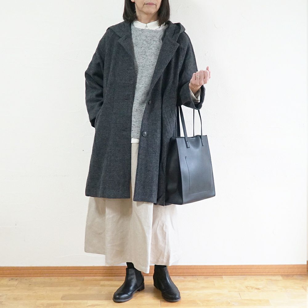 Branch m‘.,ブランチエム,ナチュラル,30代,40代,50代,60代,ウール,ゆったり,コート,ジャケット,hood,フード,フード付きコート