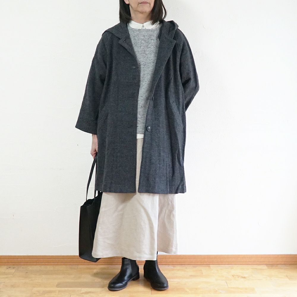 Branch m‘.,ブランチエム,ナチュラル,30代,40代,50代,60代,ウール,ゆったり,コート,ジャケット,hood,フード,フード付きコート