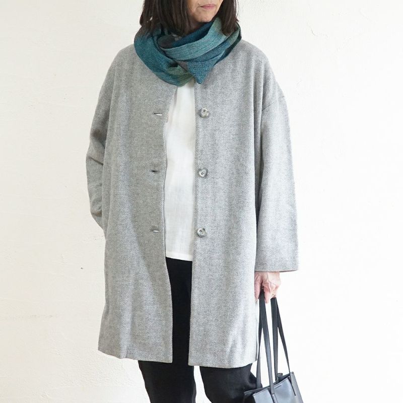 Branch m‘.,ブランチエム,ナチュラル,30代,40代,50代,60代,ウール,ゆったり,コート,ノーカラーコート,クルーネックコート,ウールコート,
