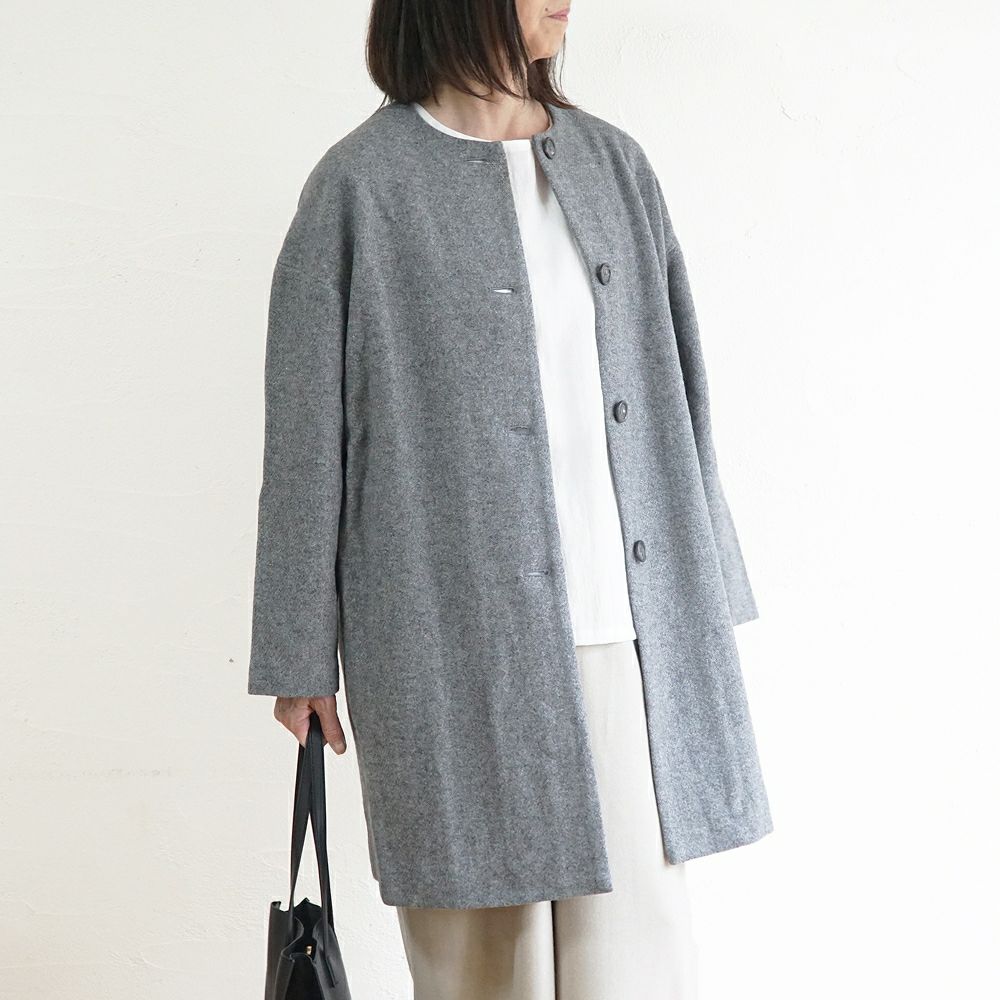 Branch m‘.,ブランチエム,ナチュラル,30代,40代,50代,60代,ウール,ゆったり,コート,ノーカラーコート,クルーネックコート,ウールコート,