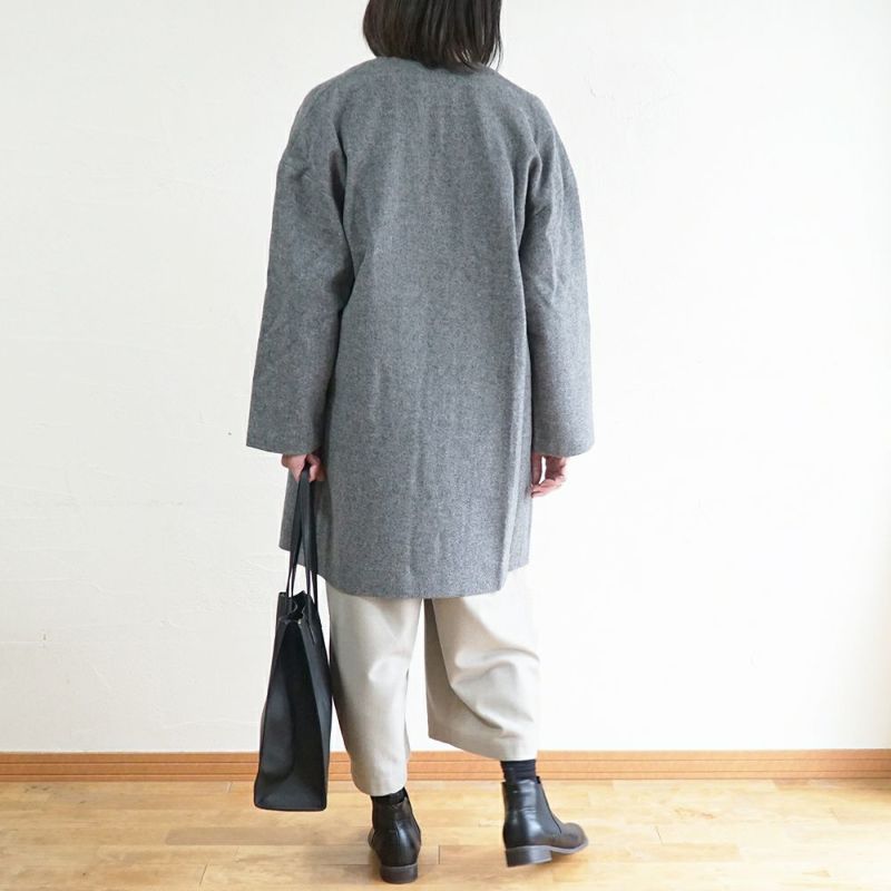 Branch m‘.,ブランチエム,ナチュラル,30代,40代,50代,60代,ウール,ゆったり,コート,ノーカラーコート,クルーネックコート,ウールコート,