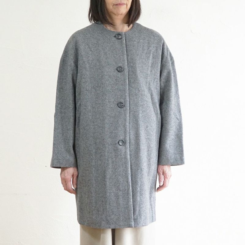 Branch m‘.,ブランチエム,ナチュラル,30代,40代,50代,60代,ウール,ゆったり,コート,ノーカラーコート,クルーネックコート,ウールコート,