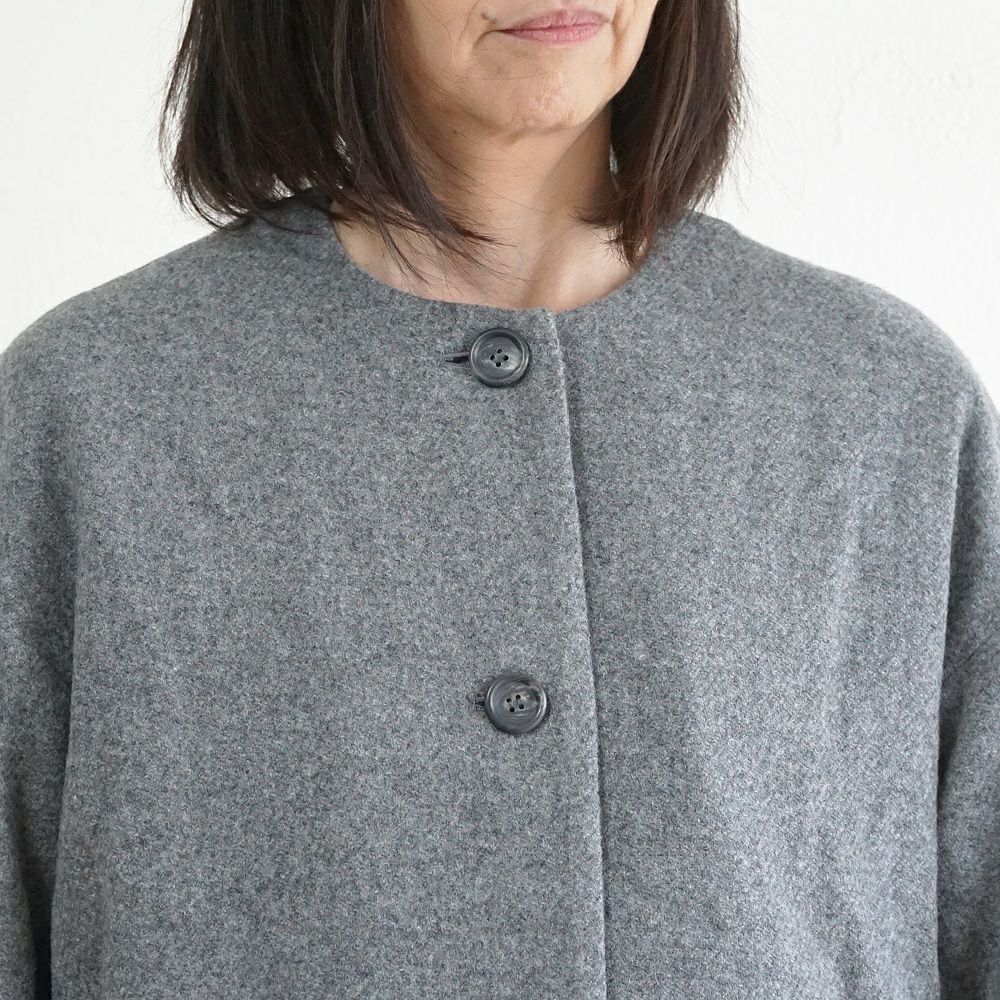 Branch m‘.,ブランチエム,ナチュラル,30代,40代,50代,60代,ウール,ゆったり,コート,ノーカラーコート,クルーネックコート,ウールコート,