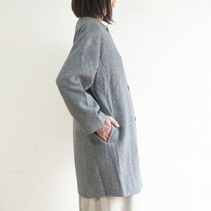 Branch m‘.,ブランチエム,ナチュラル,30代,40代,50代,60代,ウール,ゆったり,コート,ノーカラーコート,クルーネックコート,ウールコート,